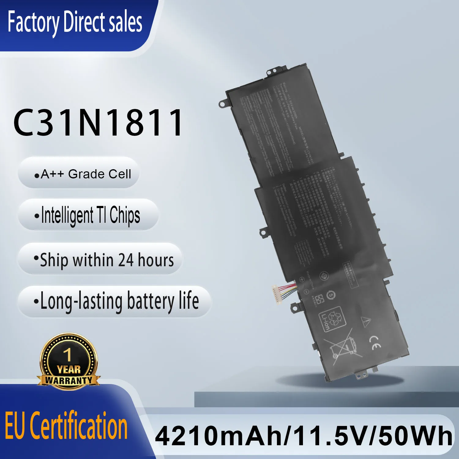 New C31N1811 Laptop Battery For Asus ZenBook 14 UX433F UX433FA UX433FN RX433F BX433F Deluxe13 14 UX433FN-A6145T C31POJ5 C31PNJ5