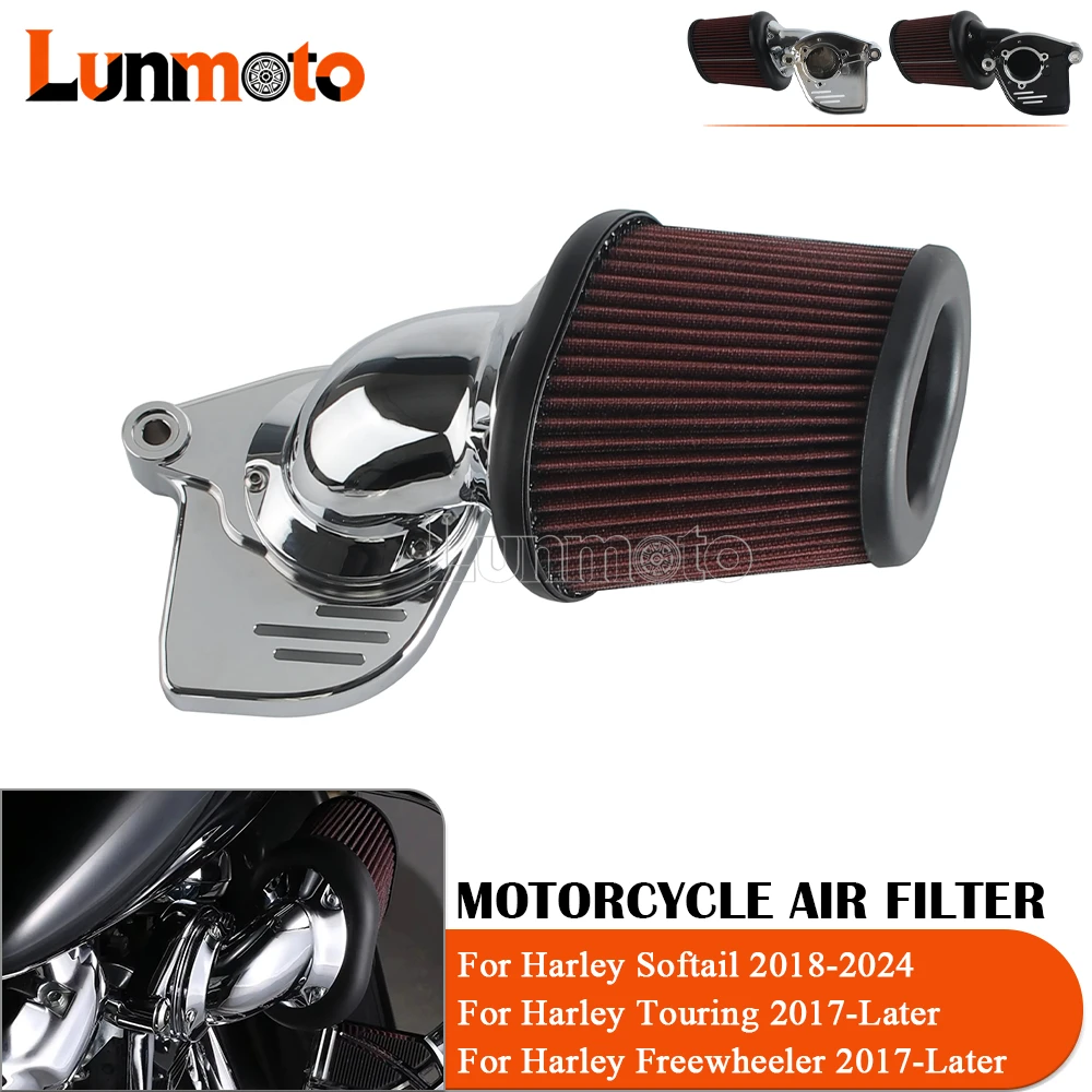 

Motorcycle Black/Chrome Air Filter High-volume Air Cleaner Intake Filter For Harley 17-up Freewheeler 18-24Softail 17-up Touring