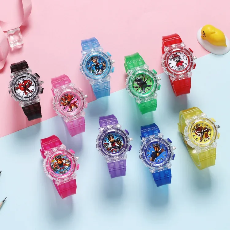 Paw Patrol Kids Watch Chase Skye Perimeter Colorful Glowing Boys & Girls Student Watch Creative Cartoon Kids Decorations Gifts