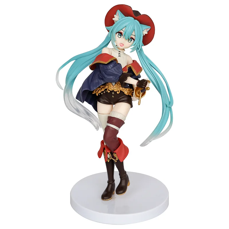 Anime Hatsune Miku Figure Fairy Tale Wonderland Hatsune Miku Puss in Boots Kawaii Action Figures Adult Collection Model Toy Gift