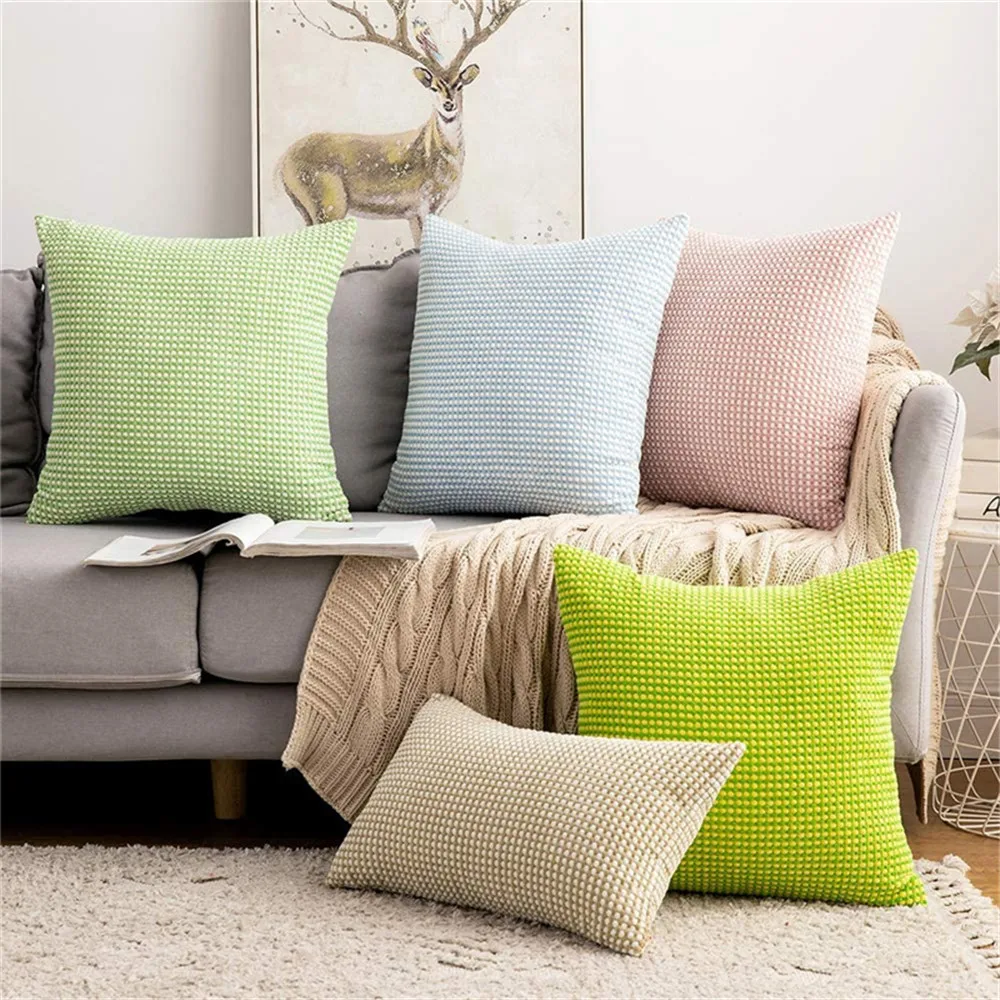 

CANIRACA Cushion Cover Nordic Style Two Color 45*45CM For Sofa Living Room Four Seasons Decorative Corduroy Pillow Cover