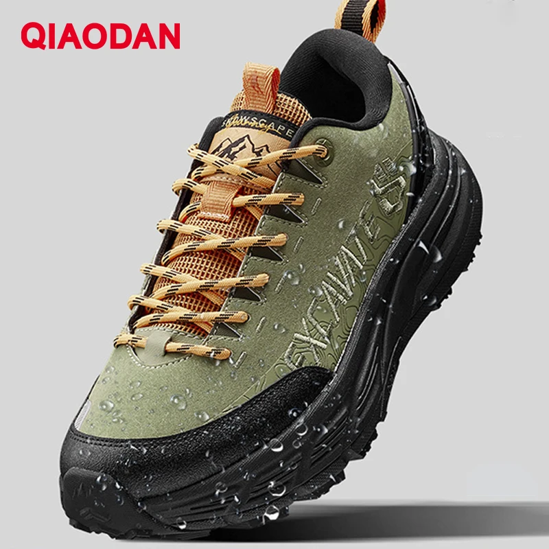 QIAODAN Hiking Shoes Men Leather Winter Anti Slip Outdoor Shoes 2025 Lightweight Mountain Climbing Travel Sneakers QXF193254902