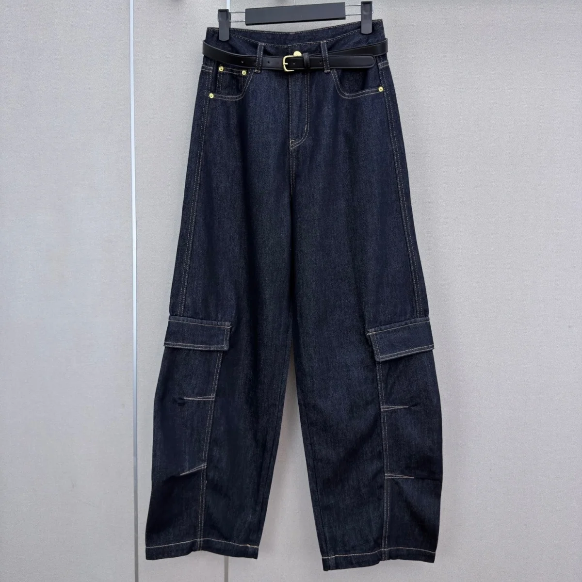 2026 high-quality women's dark denim workwear wide leg pants--2026090111