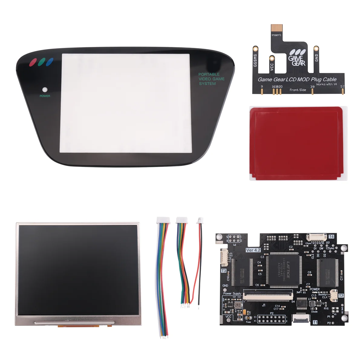 N20R-IPS V4.2 Kits MOD de tela pré-laminada para Game Gear Destaque brilho Tela LCD retroiluminada para console