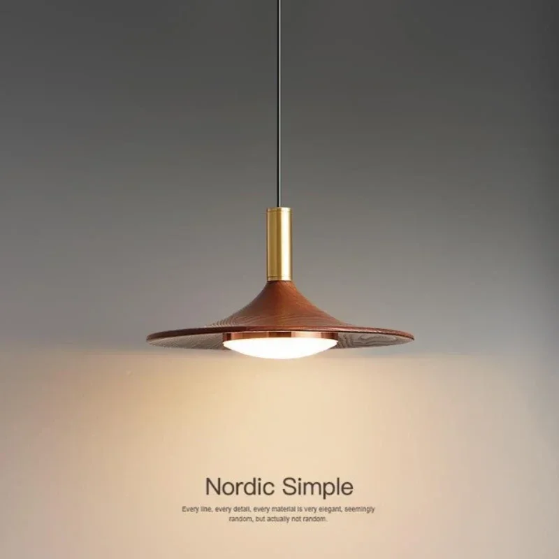 Creative Home Dining Table Bar Bedroom Bed Light Luxury Flying Saucer Chandelier Simple Walnut Three-head Restaurant Light