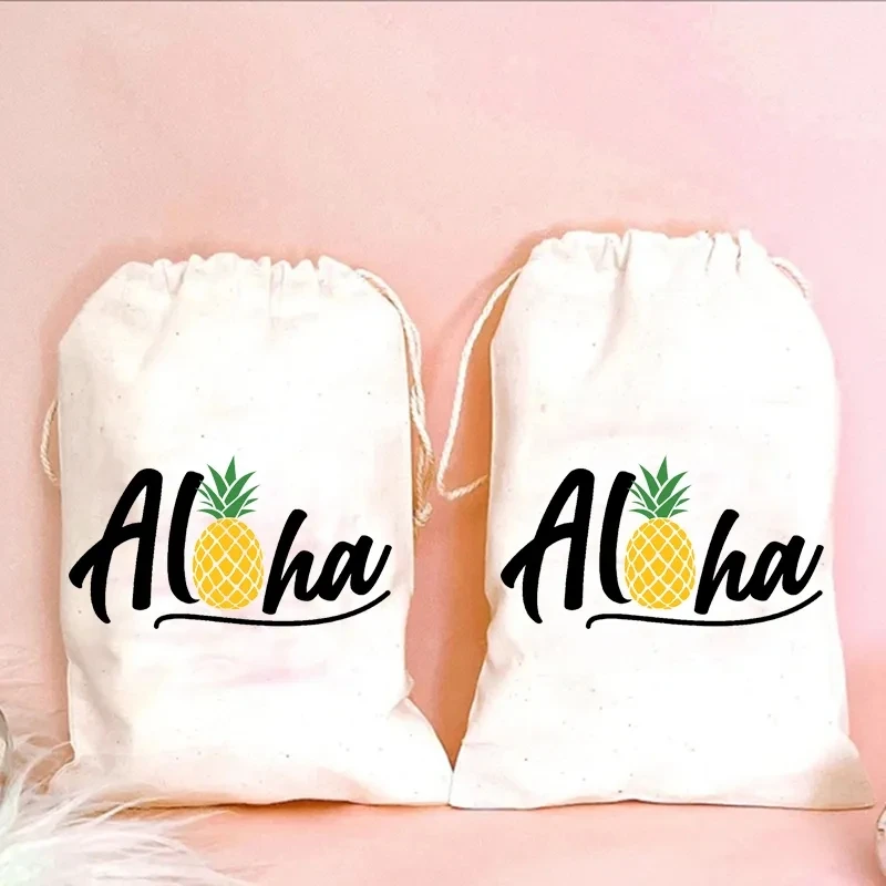 12 Aloha Pineapple Bag Hawaii Tropical summer beach Destination Wedding bridal shower luau birthday decoration thank you gift