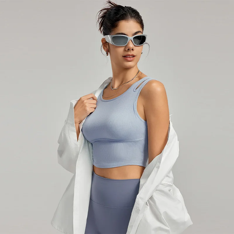 

Fashionable Sports Vest High Elastic Tight Top With Chest Cushion Versatile Breathable Fitness Yoga Clothing Women Clothes
