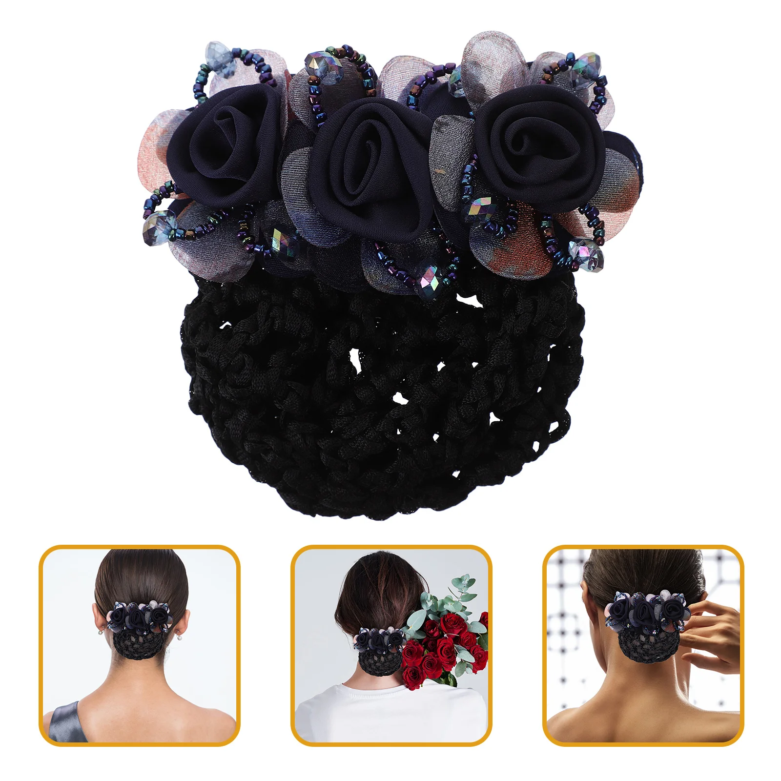 

1pcs Flower Net Clip Women Bun Cover For Nurses Stewardess Ballet Dance Daily Wear Hair Accessories Bun Holder Hair Nets For