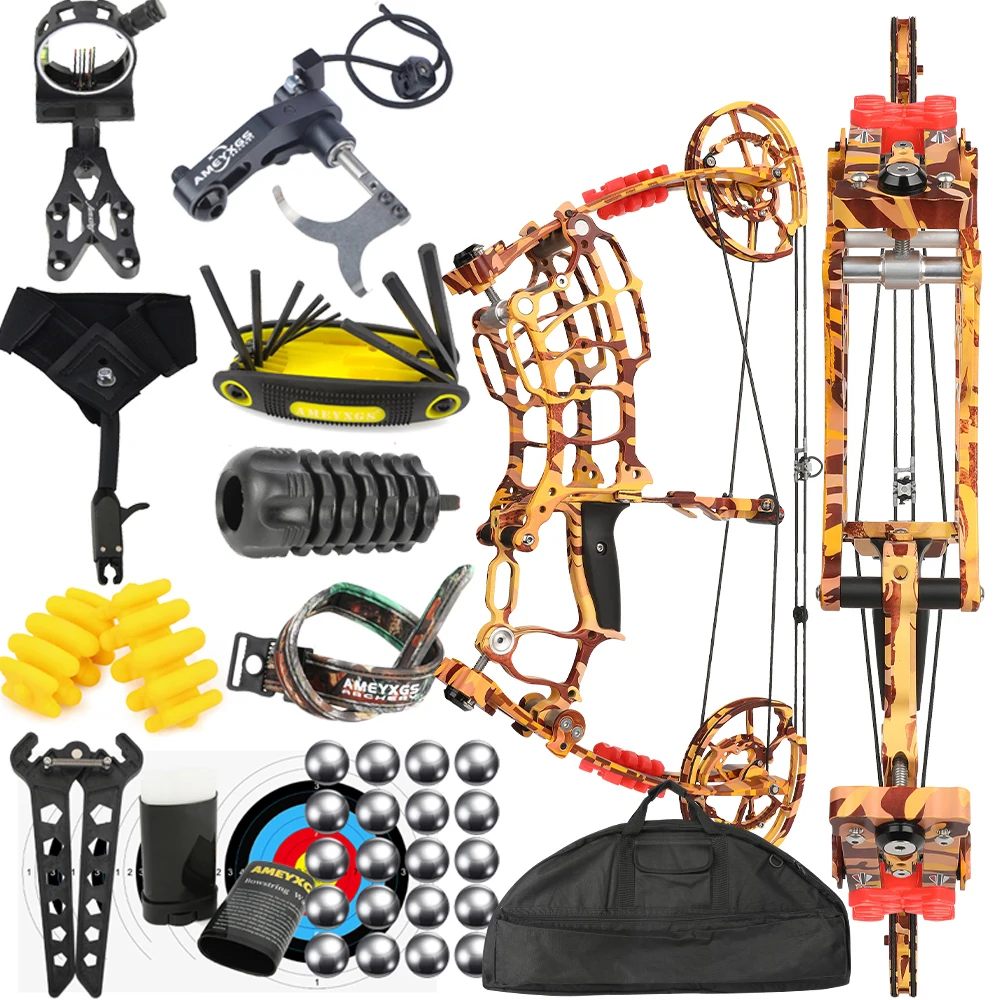 

30-60lbs Compound Bow Archery Hunting 420 FPS Ball Speed Shooting Steel Ball 80% Let Off Die-casting Alloy Powerful Pulley Bow