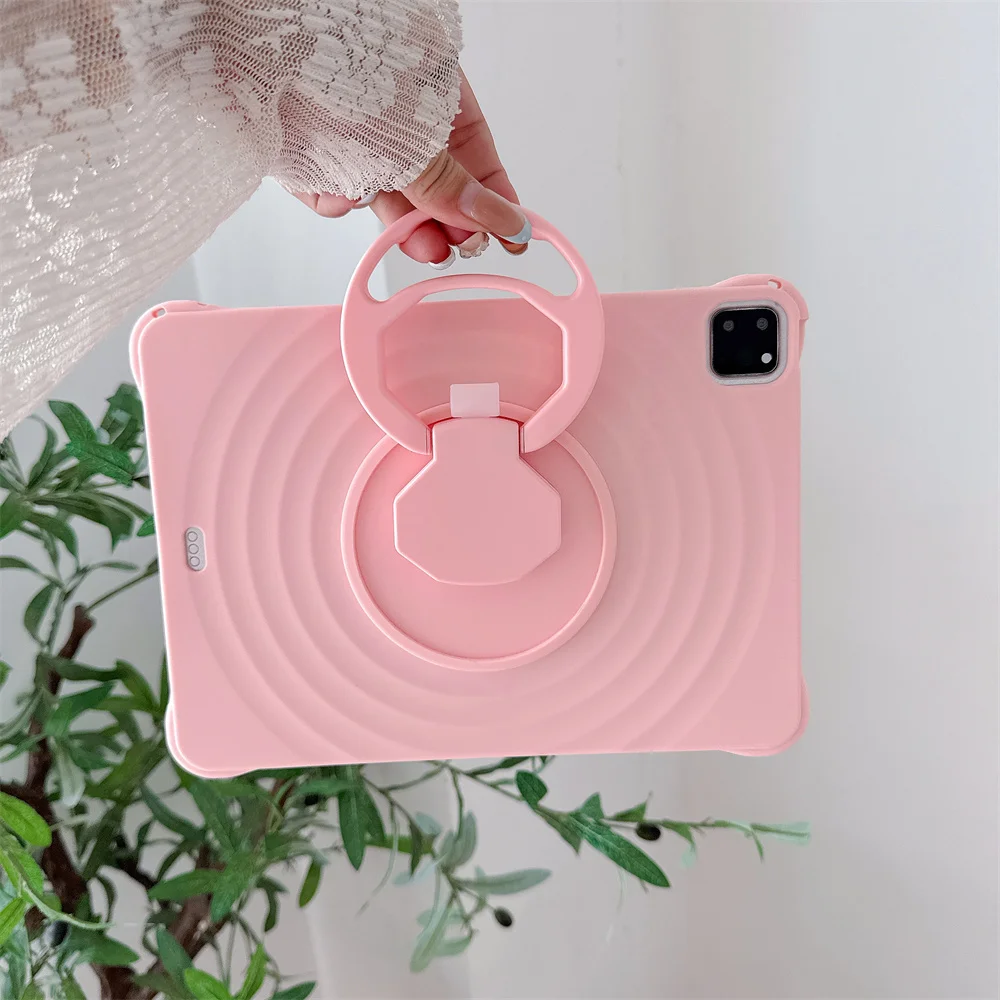Water Ripple Solid Color Stand Tablet Case For Samsung Galaxy Tab A9 A11 Plus 8.7 11inth Silicone Tablet Protective Case
