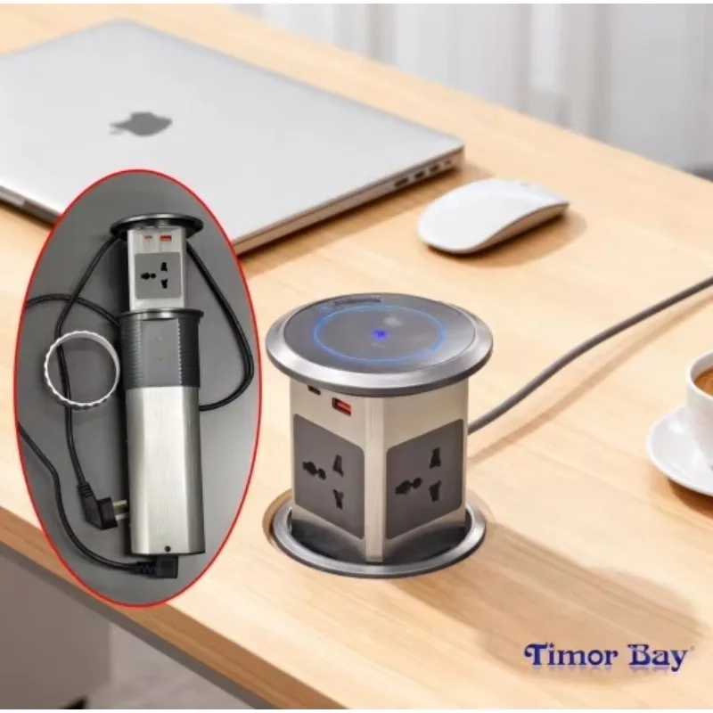 Smart Touch Control Pop-up Power Outlet with USB & Wireless Charging |