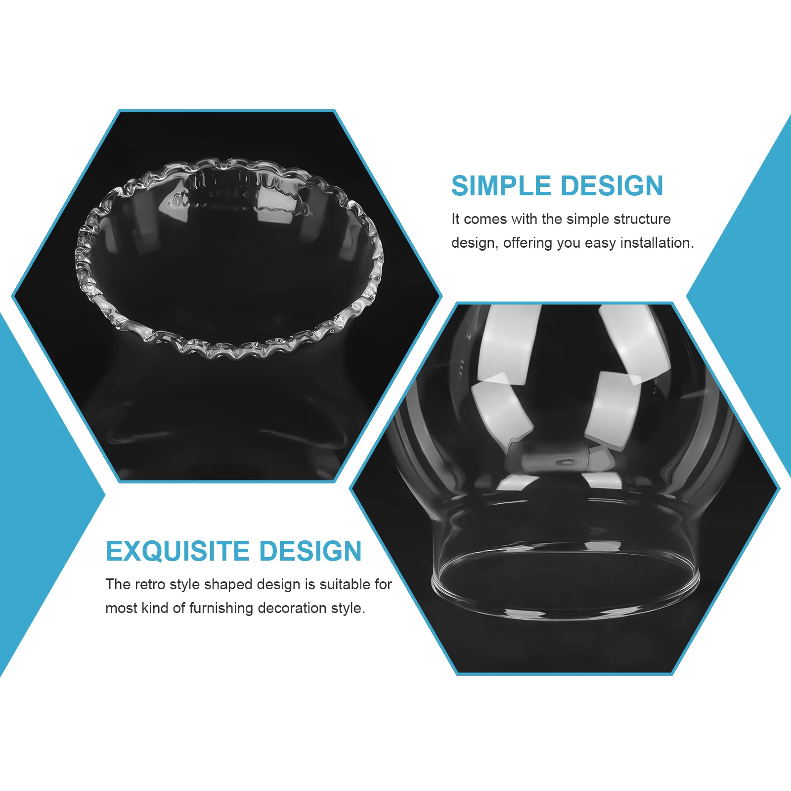 مصباح زيتي مدخنة غطاء زجاجي شفاف عتيق سهل التركيب مصباح خارجي بديل عاكس الضوء الزجاجي