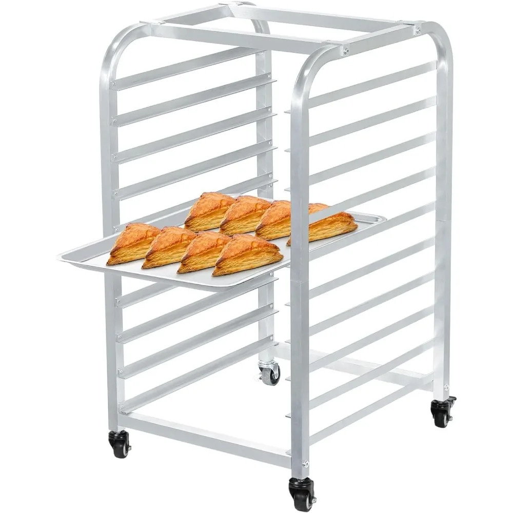 OFFICEROO Bakery Bun Pan Speed Rack - Half Sheet Only, Size Adjusted, Food Trays Cart, for Commercial Baking and Bakers (10 Tier