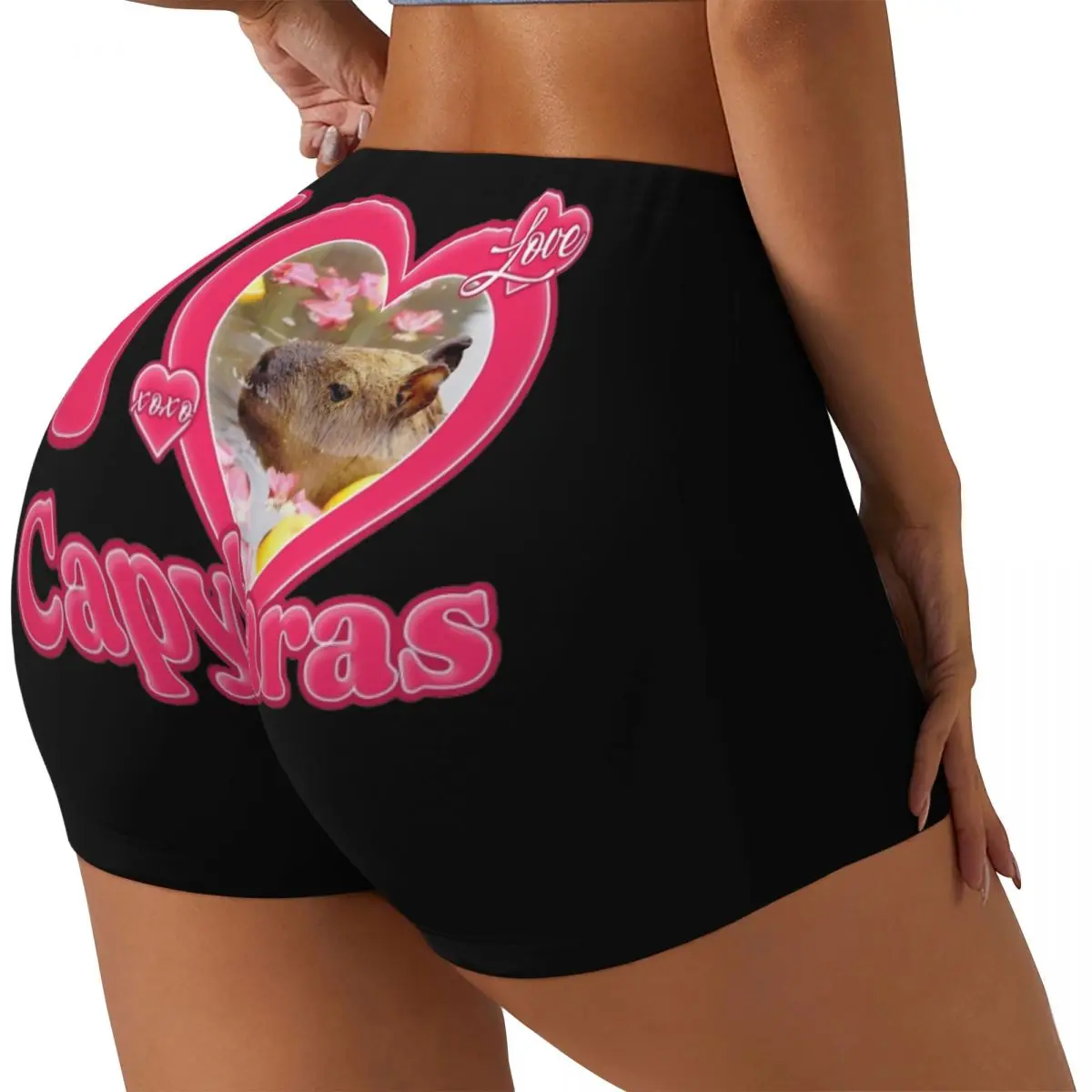 

I Love Capybaras Women Workout Shorts Seamless Scrunch Butt Lifting Capybara Lover Athletic Short Pants For Athletic Gym Yoga