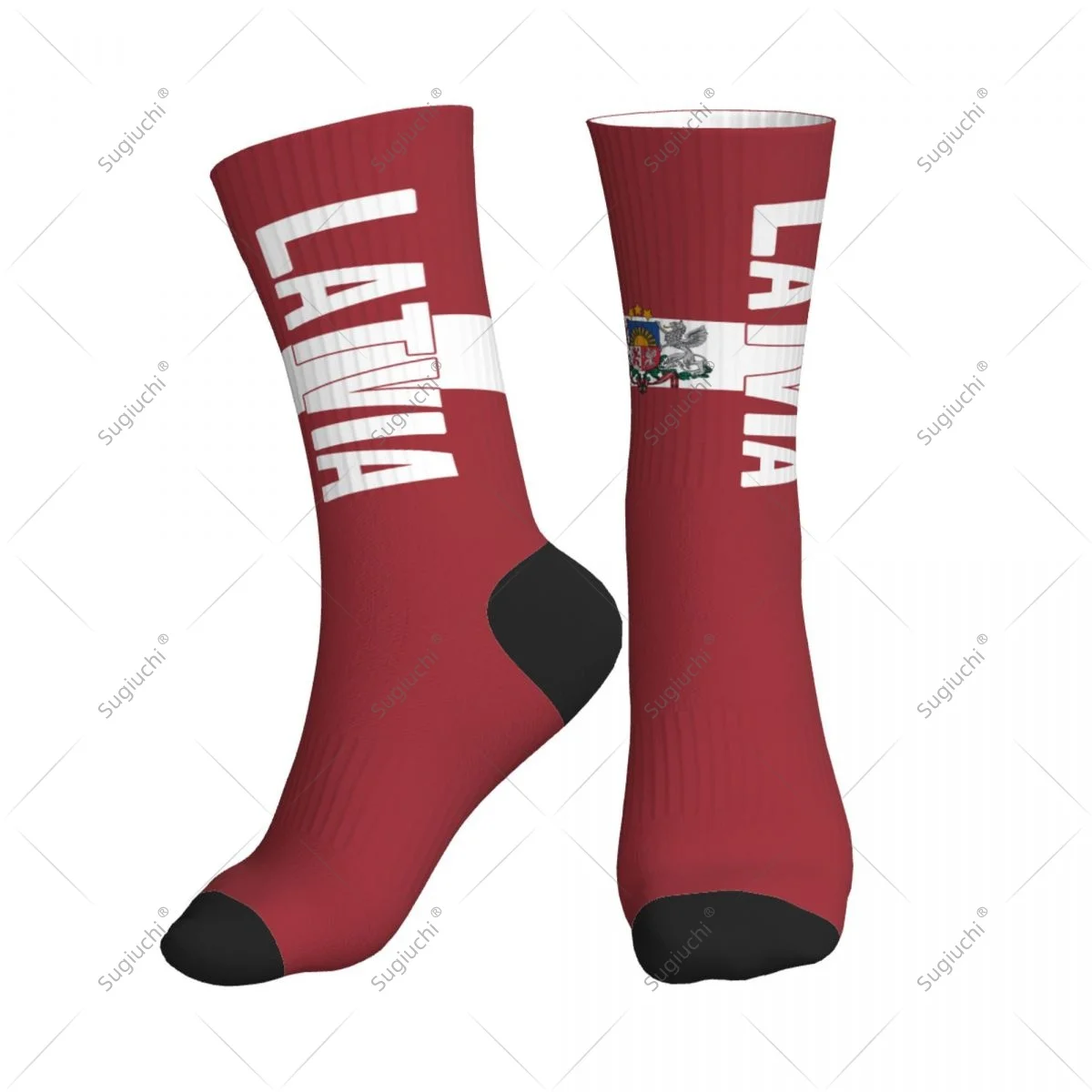 

3D Printed Latvia Flag Polyester Mid-calf Socks For Men Women Kawaii Socks Street Skateboard Socks