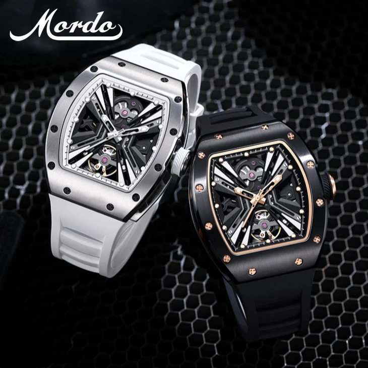 MORDO 190-4Quality Men's Automatic Watch with Stylish Sports Silicone Strap  Waterproof Mechanical Watches for Active Lifestyles