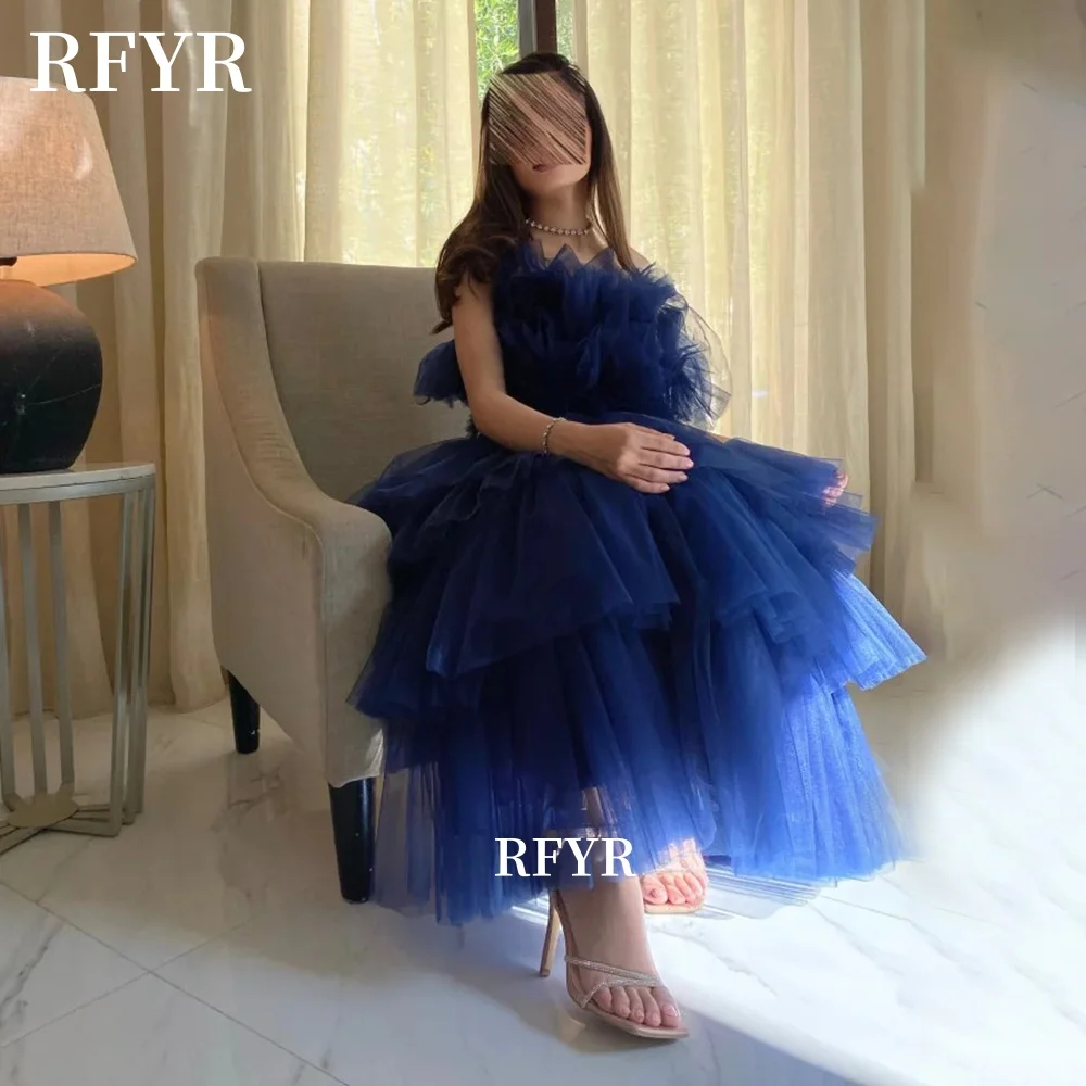 

RFYR Royal Blue Party Gown Fluffy Layers Prom Dress A Line Evening Dress for Princess مناسبة رسمي CustomizedB