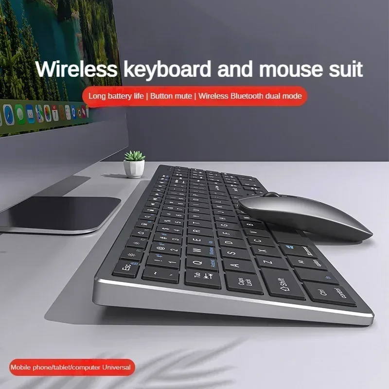 EWEADN Wireless Keyboard and Mouse Set Dual Mode Bluetooth Keyboard Thin Light Portable Mute Keyboard Office PC Laptop Gifts