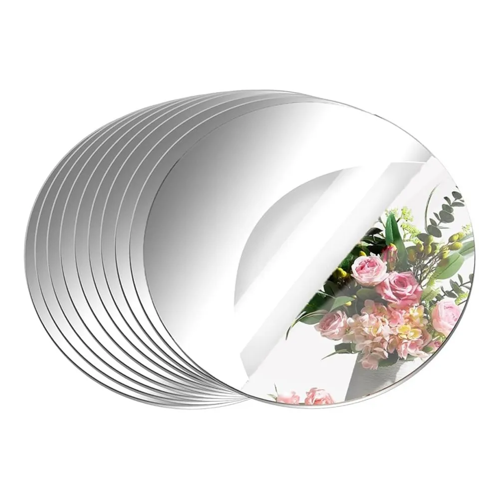 A25F-Mirror Tiles For Wall& Table, 10 Pack 8 Inch Circle Round Mirrors For Centerpieces For Tables, Wedding Decoration