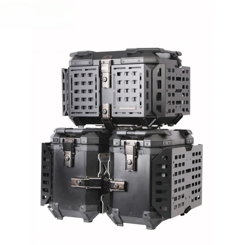 

Multifunctional armored black aluminum alloy three-box motorcycle tail box side box scooter vehicle Niu rear trunk