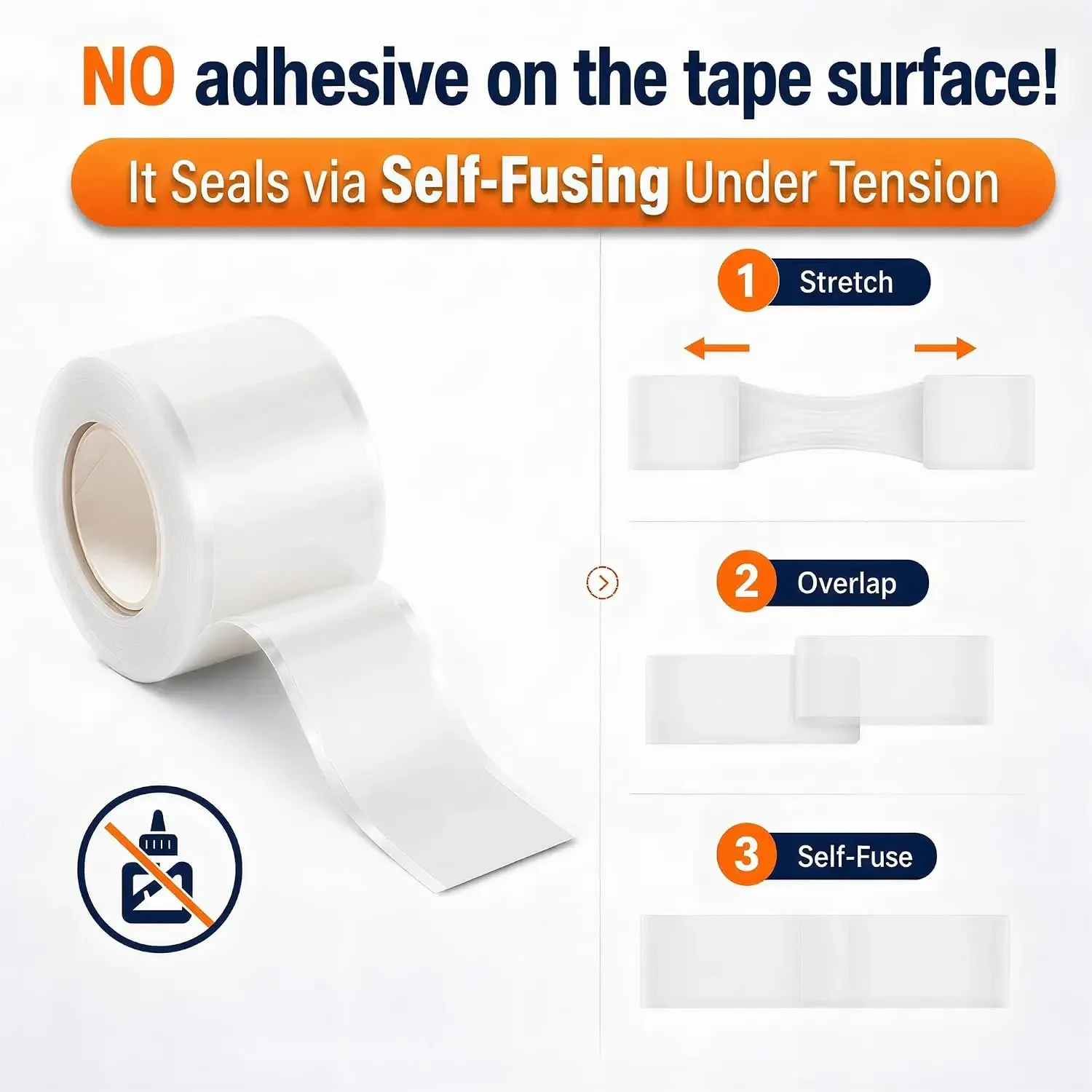 White Self Fusing Silicone Tape 2 Rolls Plumbers Tape,Garden Hose Repair Tape, Emergency Plumbing Repair, Pipe Insulation