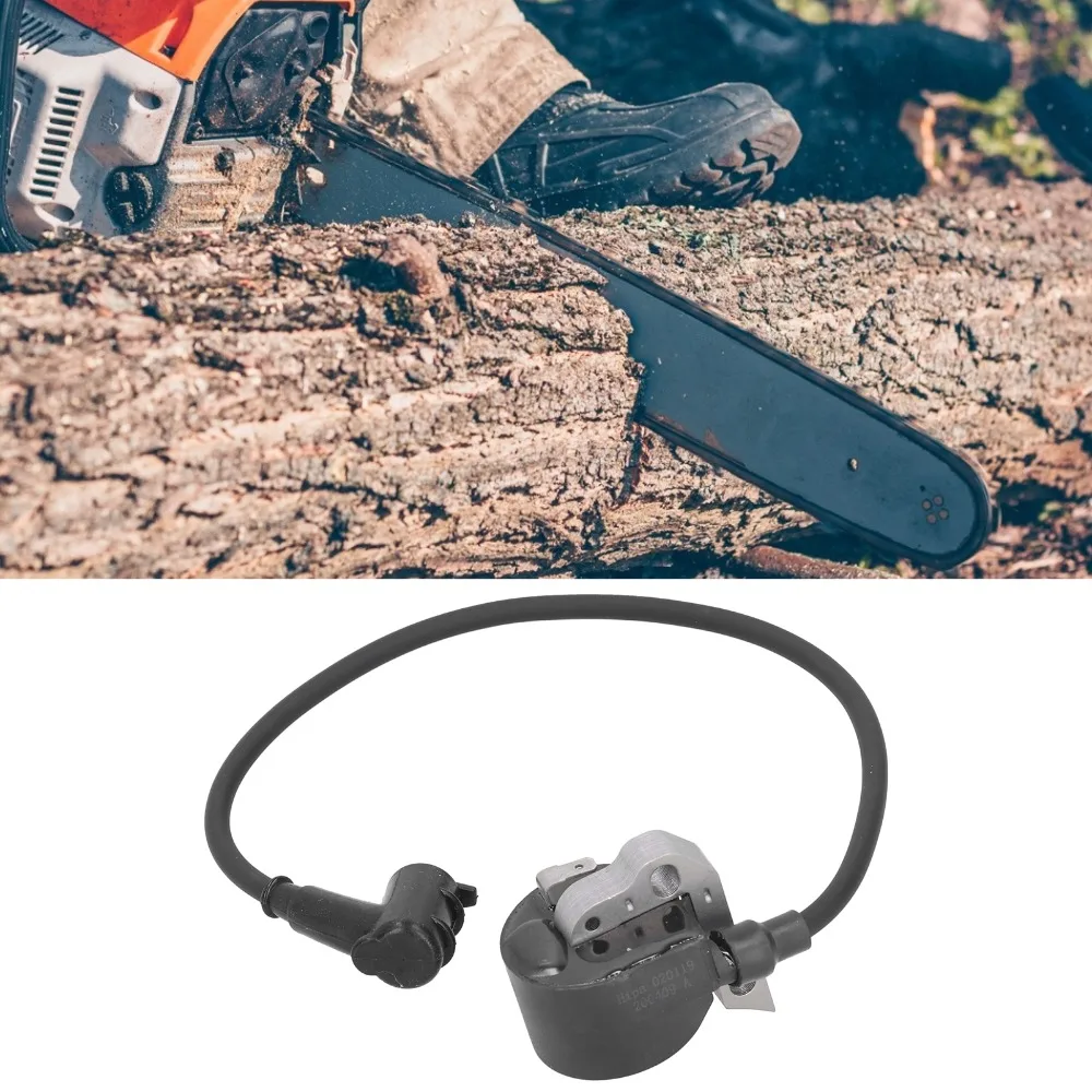 Black Chainsaw Ignition Coil With Wire Compact Ignition Coil Module High Voltage Output Metal for Stihl 09 20T 021 023 025 FS160