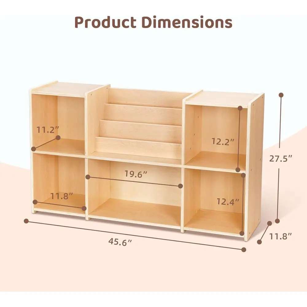 منظم كتب وألعاب مونتيسوري للأطفال بطبقتين، خزانة تخزين مكونة من 5 أقسام للفصول الدراسية وغرفة اللعب #2