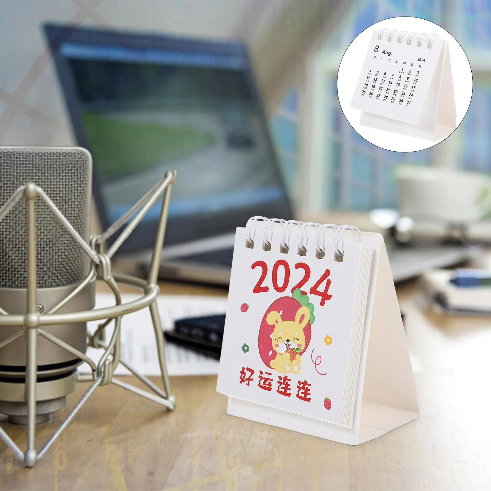 

Mini Desk Calendar 2024 Thick Paper Cartoon Design Standing Monthly Calendar for Office Classroom Home Daily Use Planning Note