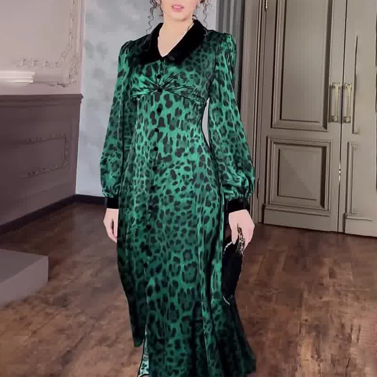 Dress Women Leopard Print Eid Muslim Abaya Party Slim Dresses Ramadan Morocco Robe Jalabiya Dubai Islam Arab Vestidos Abayas