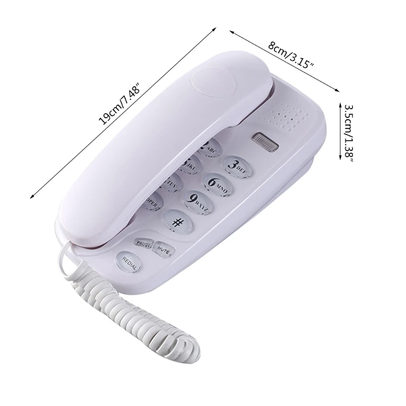 KXT-580 Wall-Mounted Telephone Wall Phone Fixed Landline Wall Hanging Telephones with Call Light Redial for Home Office