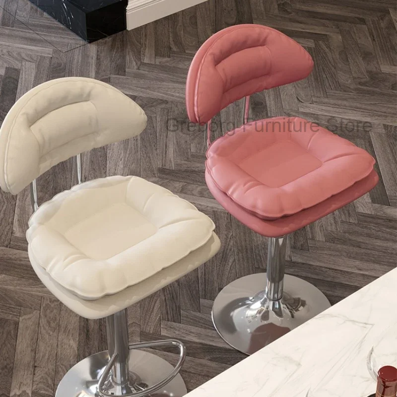 

Cute Coffee Shop Cream Style Bar Chairs Simplicity Milk Tea Store Swivel Bar Chairs Adjustable Home Furniture Banqueta HBBC