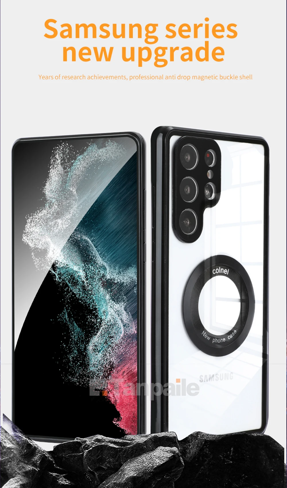 Etui magnetyczne z folią chroniącą prywatność do Samsunga S25 Ultra S24 S23 S22 S21 S20 Plus FE, dwustronne szkło hartowane [Ochrona aparatu] — zdjęcie produktu 3