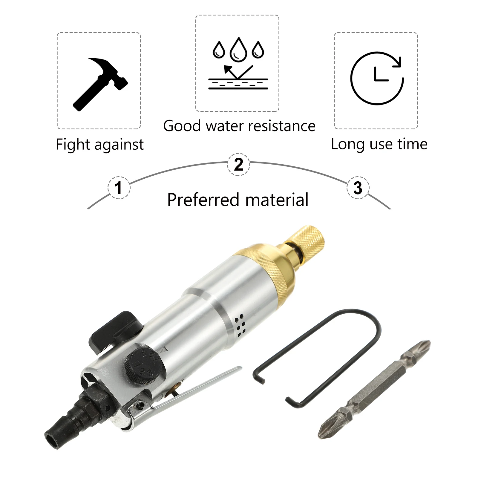 

Reversible Pneumatic Screwdriver Adjustable Powered Precision High Torque Low Noise Industrial Grade Straight Hand Air