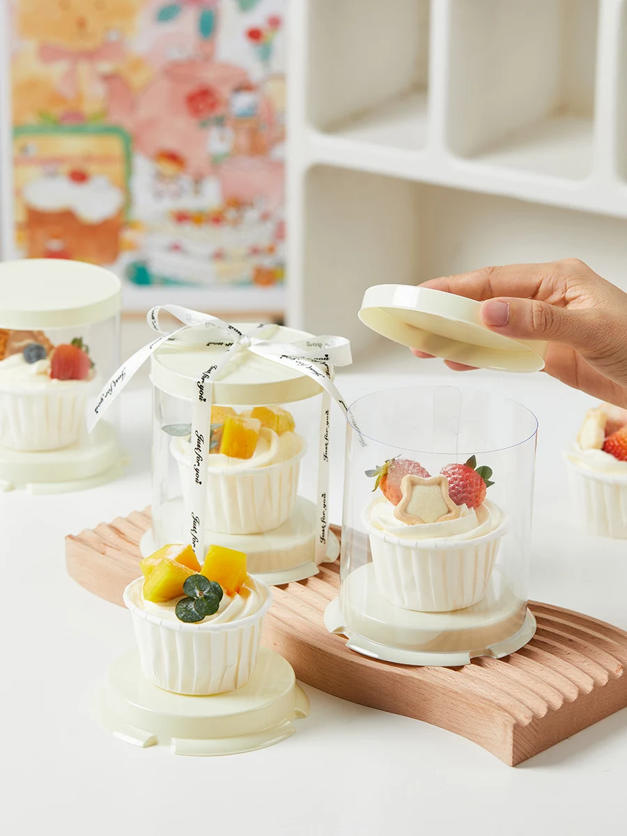 

Ins Sle Single Cake Cup Paaging Box Transparent round 2-Inch Baking Pastry Dert Box Kitchen Cooking Utensils BBQ Supplies