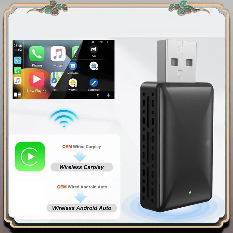 

Durable 2 In 1 Android Auto Wireless Adapter & Wireless Carplay Adapter Plug&Play Car Dongle Converts Wired To Wireless Carplay