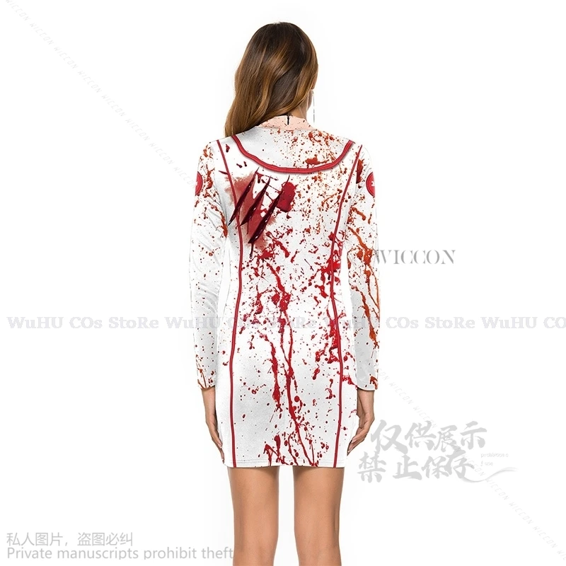 Uniforme de enfermera de sangre de terror para Halloween, disfraces de Cosplay para mujeres y niñas, vestido Sexy de Lolita Ainme, falda para fiesta, traje de mascarada de Carnaval