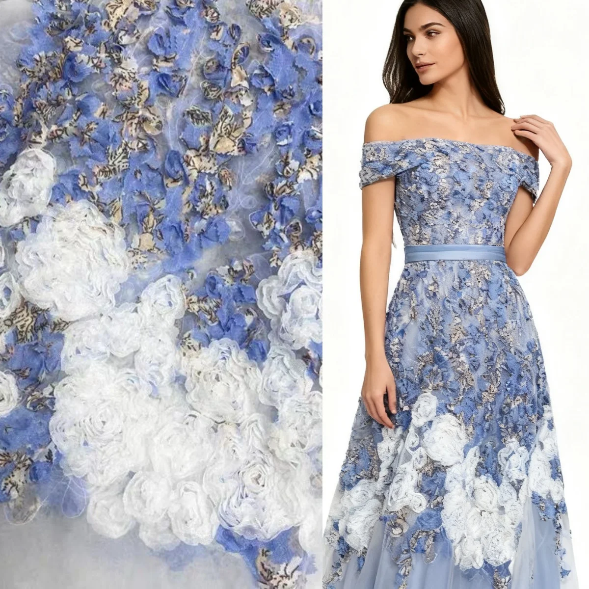 

Secret Garden 3D Pattern Texture Eugen Mesh Translucent Fabric Sewing Evening Dress Wedding Dress Designer Fabric