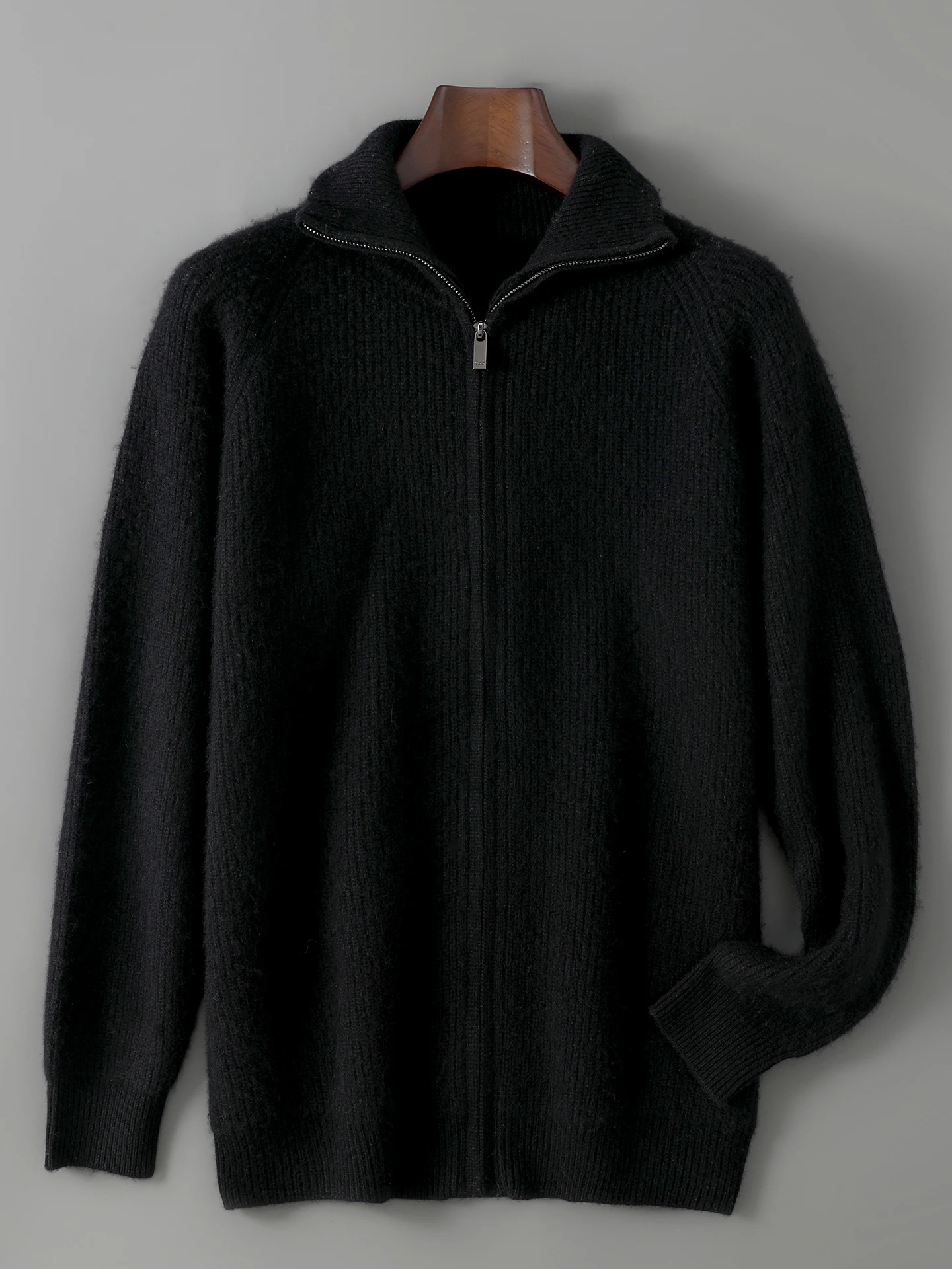 

Autumn and winter thickened 100% pure wool sweater men's turtleneck zipper cardigan sweater men's loose large size knitting