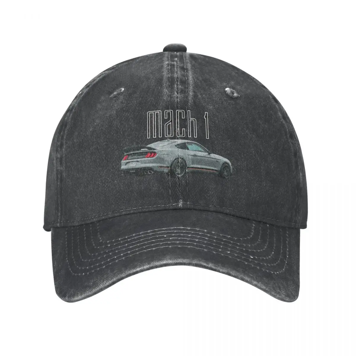 MACH 1 Mustang GT 5.0L V8 Performance Car Fighter Jet Gray Rear Cowboy Hat Snapback Cap Golf Hat Man Boy Women's