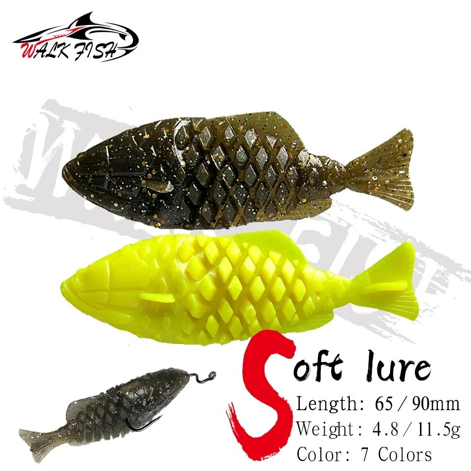 WALK FISH Soft Lures Sea Fishing 4.8g Shoft Baits Carp Wiggler Fishing Lures Silicone Artificial Bait Simulation Fish