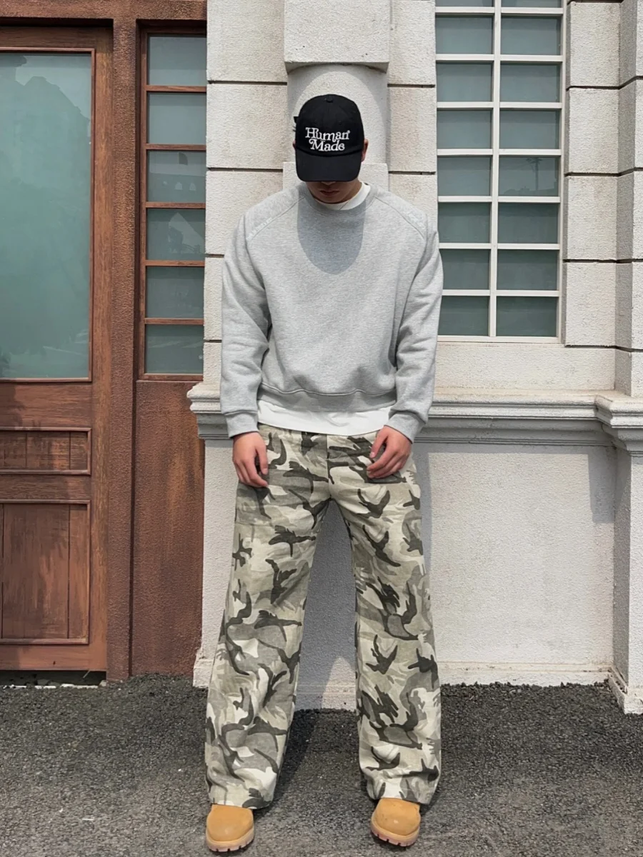 

American Retro Camouflage Work Pants Men's Hiphop Trendy Straight Leg Design Sensation Long Pants Cool Haome