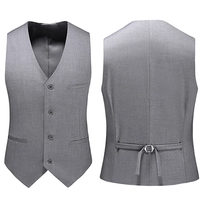 Vest Mens Fashion Casual High Quality Solid Color Slim Large Size Business Office Waistcoat Men Groom Wedding Dress Suit Vests