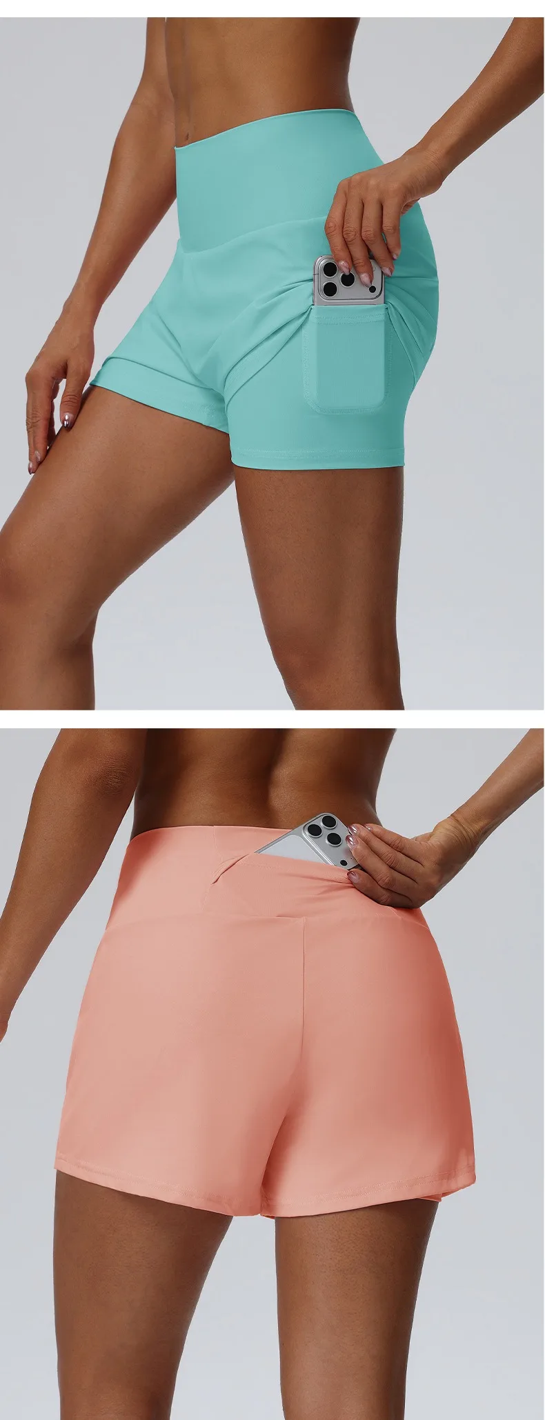 Women's Summer Loose Running Shorts 2-in-1Quick Dry Athletic Yoga Gym Shorts with Pockets Yoga Fitness Sports Shorts