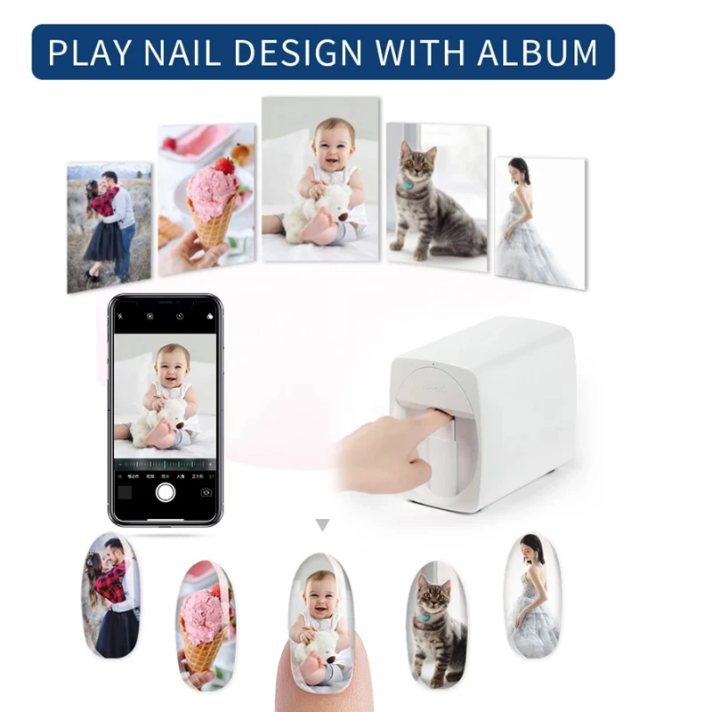Nueva máquina automática de impresora de uñas 3d Digital Nail Art Dtf impresora de pegatinas de uñas compatible con Android Ios