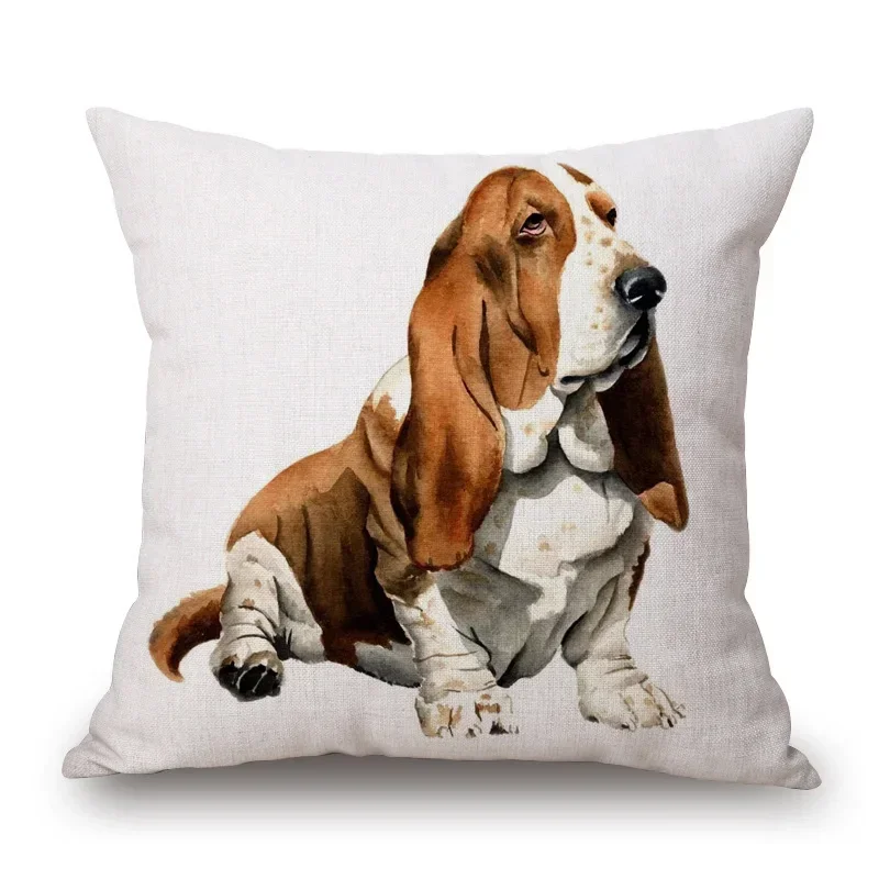 Hand Painting Jack Russell Spaniel Dog Dalmatian Poodle Animals Poster Cushion Covers Decorative Pillow Case For Sofa 45X45CM