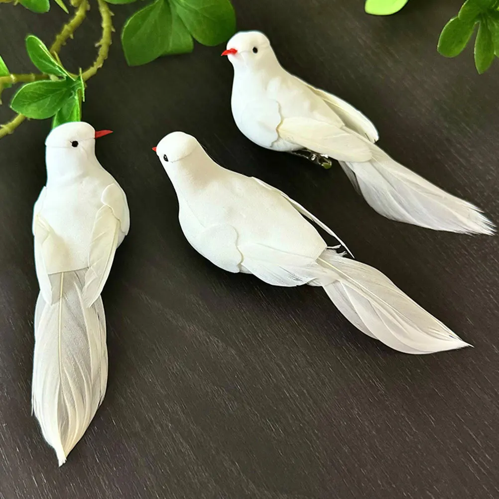 

6Pcs Artificial White Feathered Doves Realistic Foam Pigeons Simulation Birds Christmas Tree Garden Wedding Holiday Decoration