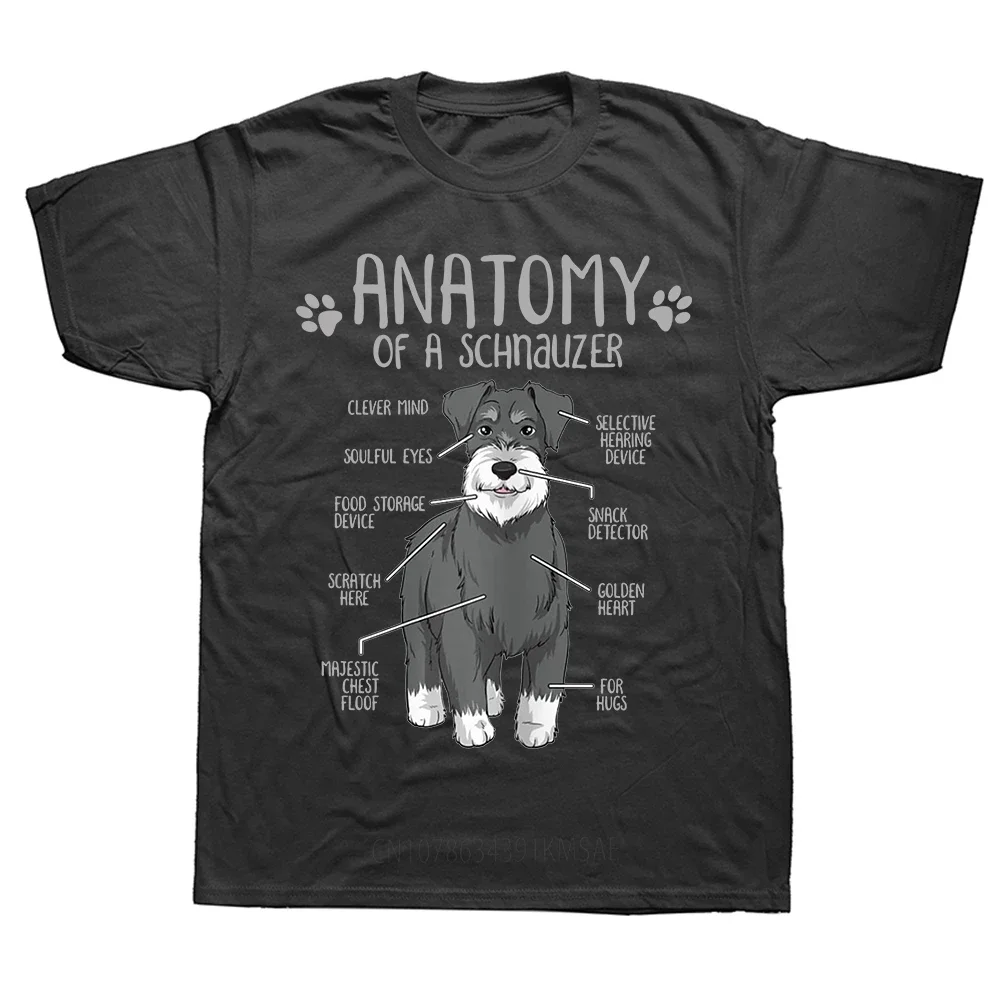 Funny Anatomy Miniature Schnauzer Dog Lover Cute T Shirts Graphic Cotton Streetwear Short Sleeve Birthday Gifts Summer T-shirt