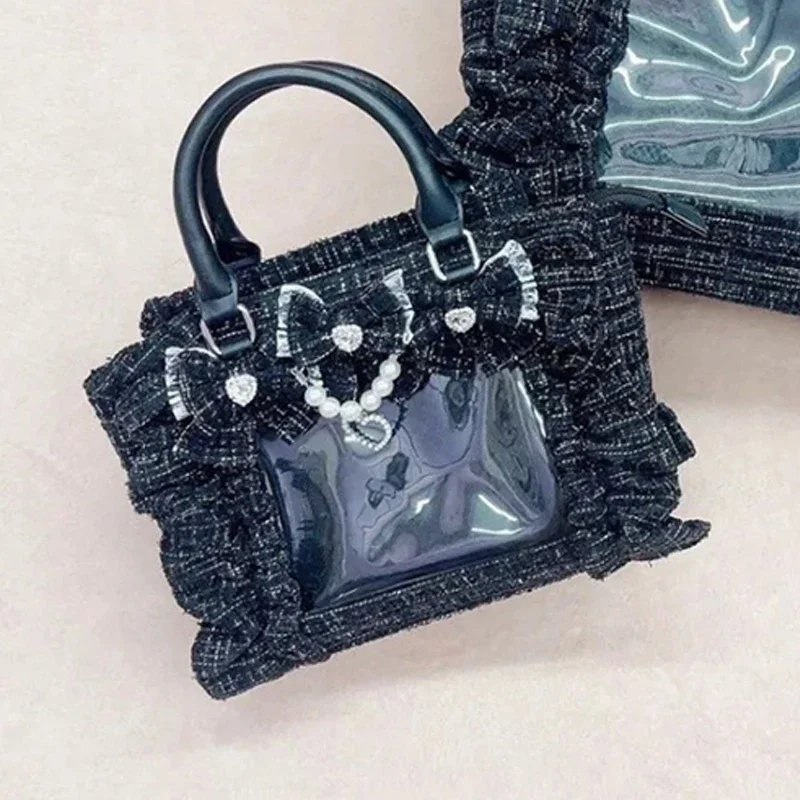 Y2K japanische Ita-Tasche, transparente Tragetasche mit Rüschenbesatz, süße Harajuku-Handtasche zur Präsentation von Abzeichen, Pendler-Umhängetasche mit großem Fassungsvermögen – Detail 21