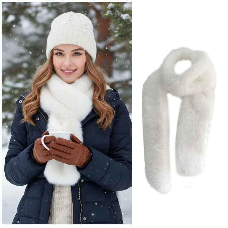 

Stylish Leopard Print Plush Scarf Skin Friendly Winter Neck Accessory For Lady Women Cold Weather Fashion Muffler