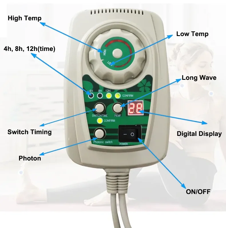 Far Infrared Heating Mat with Negative Ions & Photon Therapy - 24 Gemstone Amethyst Rainbow Pad for Back Pain Relief Recovery